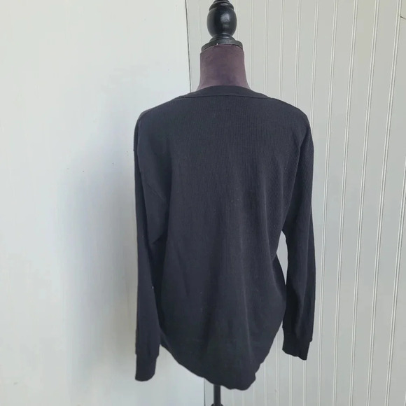 CottonNet Waffle Women T-Shirt Round Neck Long Sleeves Black Fitted Plus 2XL - Picture 5 of 10